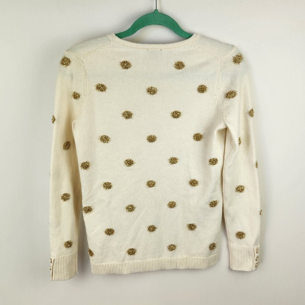NWT Talbots Metallic Tinsel Polka Dot Wool Blend Crewneck Sweater XS Petite - Picture 2 of 9